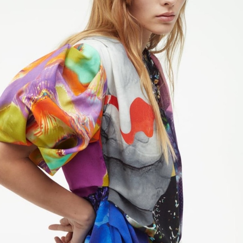 *NEW* ZARA x ATELIER LIMITED EDITION COLORFUL BEJEWELED PUFF SLEEVE DRESS XS - Picture 5 of 16